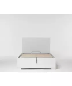 Letto 1 piazza e mezza "hi box" bianco con rete, contenitore e piedini 120x190 cm